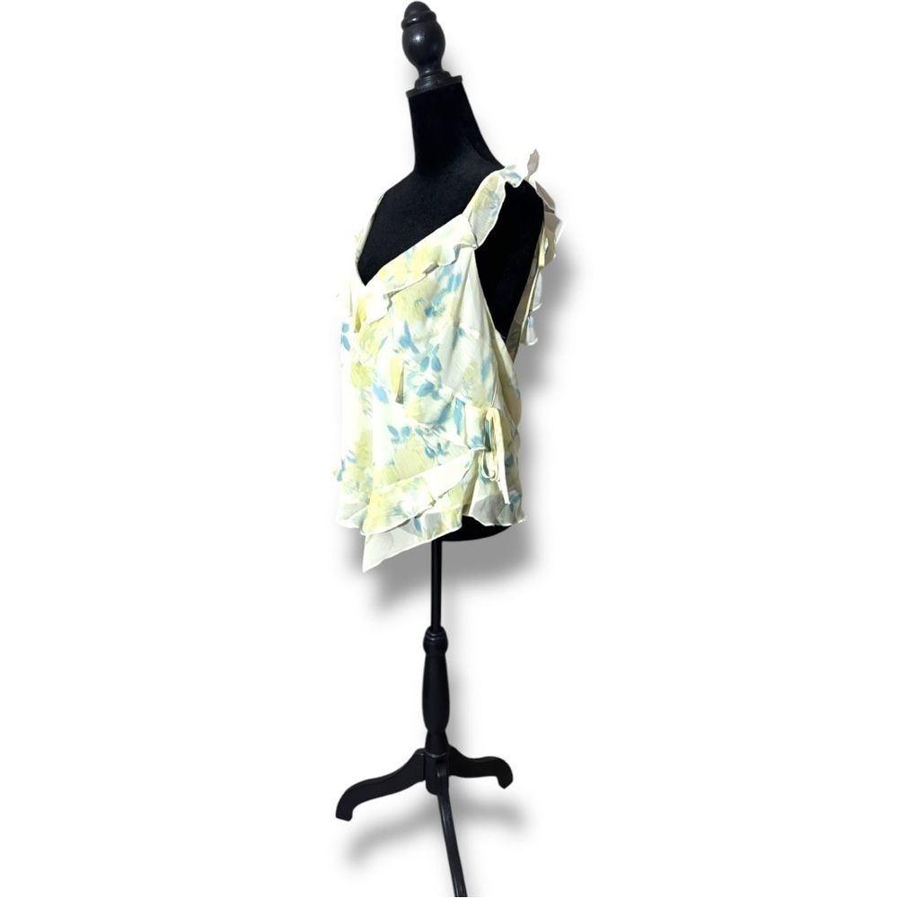 Rita Ora x Primark Flowy Asymmetrical Sheer Yellow Floral Ruffle Camisole Top - Picture 4 of 15